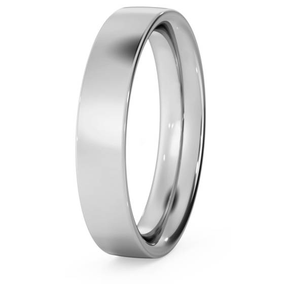 DHFC04M Flat Court Wedding Ring - 4mm width, Medium depth
