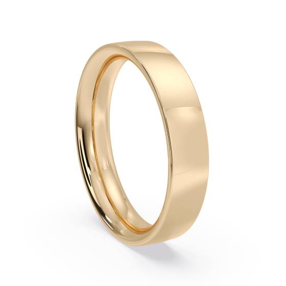 DHFC04M Flat Court Wedding Ring - 4mm width, Medium depth
