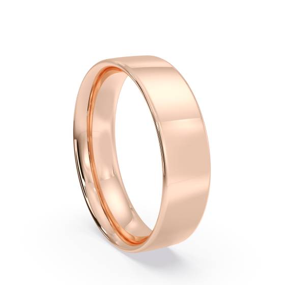 DHFC05 Flat Court Wedding Ring - 5mm width, Thin depth