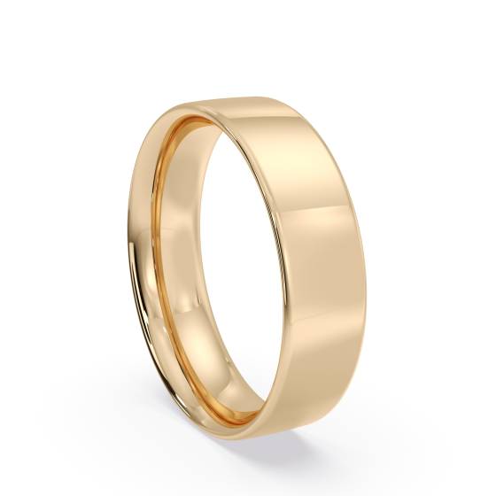 DHFC05 Flat Court Wedding Ring - 5mm width, Thin depth