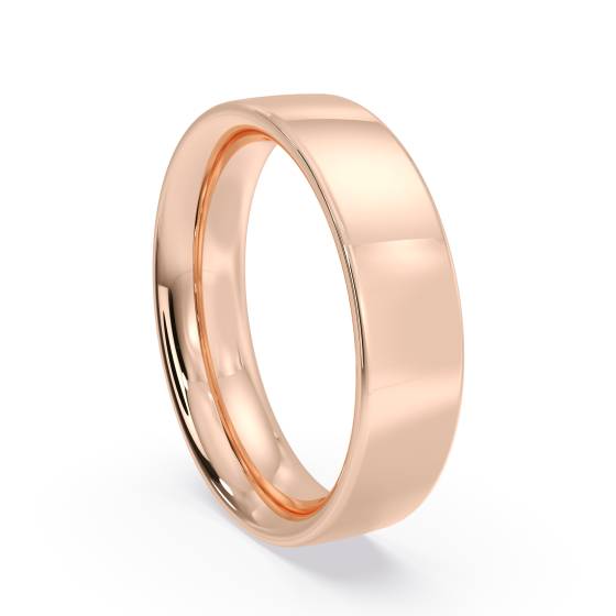 DHFC05H Flat Court Wedding Ring - Heavy weight, 5mm width