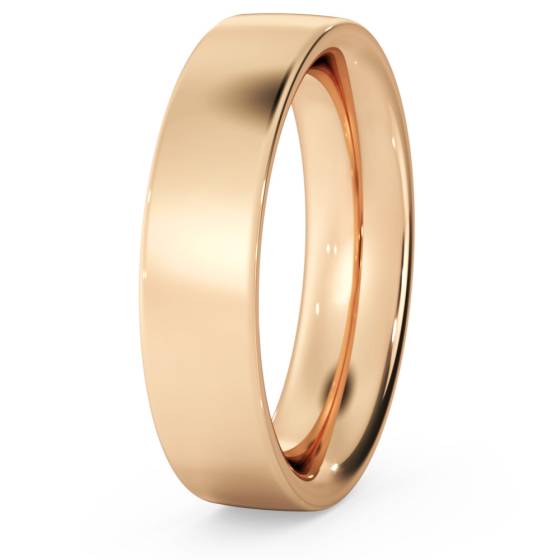 DHFC05H Flat Court Wedding Ring - Heavy weight, 5mm width