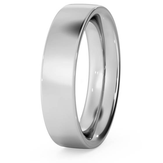 DHFC05H Flat Court Wedding Ring - Heavy weight, 5mm width