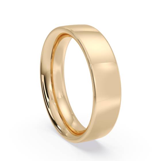 DHFC05H Flat Court Wedding Ring - Heavy weight, 5mm width