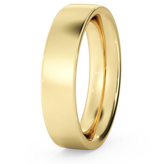 DHFC05H Flat Court Wedding Ring - Heavy weight, 5mm width