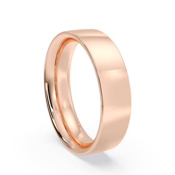 DHFC05M Flat Court Wedding Ring - 5mm width, Medium depth