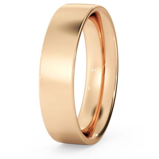 DHFC05M Flat Court Wedding Ring - 5mm width, Medium depth