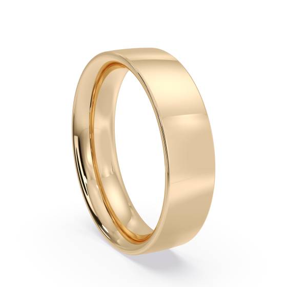 DHFC05M Flat Court Wedding Ring - 5mm width, Medium depth