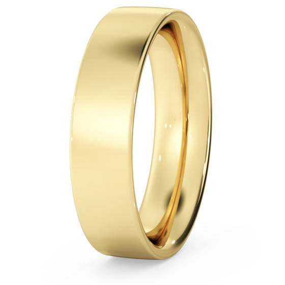 DHFC05M Flat Court Wedding Ring - 5mm width, Medium depth