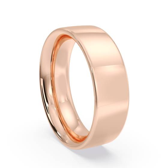 DHFC06H Flat Court Wedding Ring - Heavy weight, 6mm width