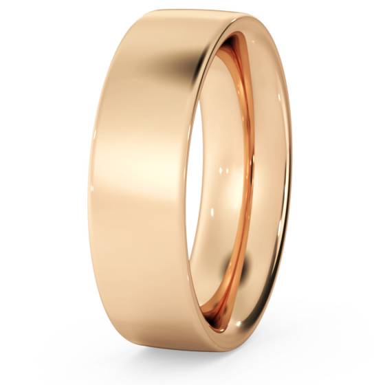 DHFC06H Flat Court Wedding Ring - Heavy weight, 6mm width
