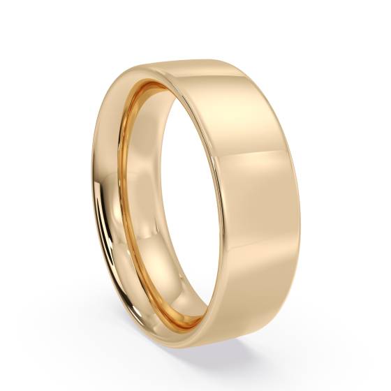 DHFC06H Flat Court Wedding Ring - Heavy weight, 6mm width