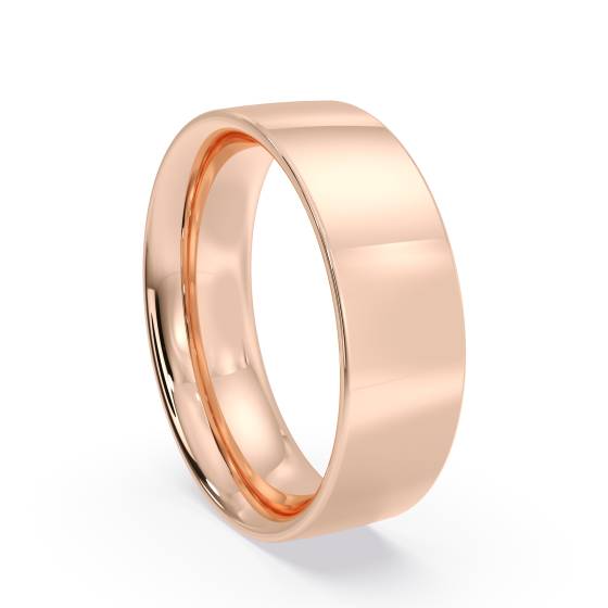 DHFC06M Flat Court Wedding Ring - 6mm width, Medium depth