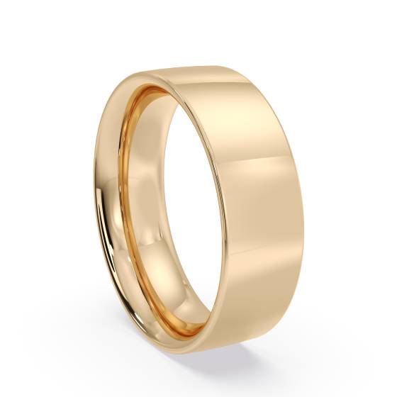 DHFC06M Flat Court Wedding Ring - 6mm width, Medium depth
