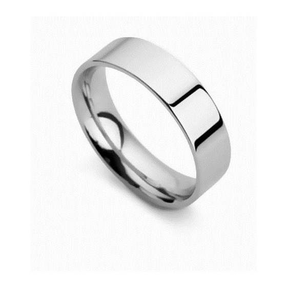 DHFC08 Flat Court Wedding Ring - 8mm width, Thin depth