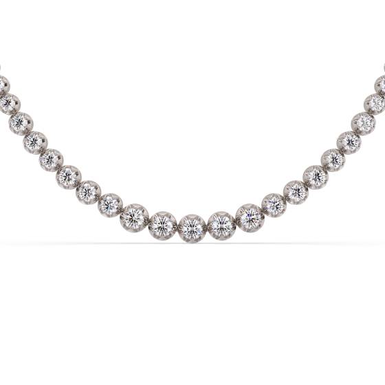Graduated Round Diamond Tennis Necklace