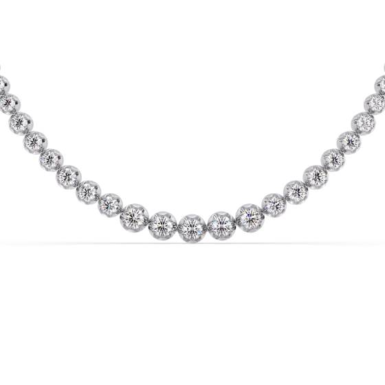 Graduated Round Diamond Tennis Necklace