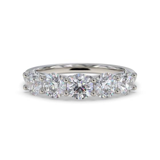 5 Stone Round Diamond Half Eternity Ring