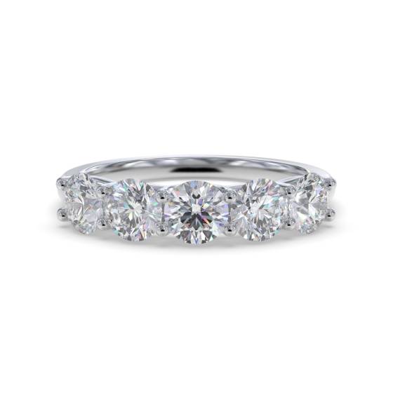 5 Stone Round Diamond Half Eternity Ring