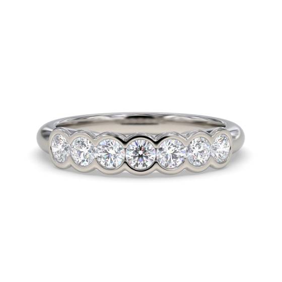 DHHET221 7 Stone Round Diamond Bezel Set Half Eternity Ring