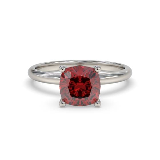 Classic Cushion ruby Solitaire Ring