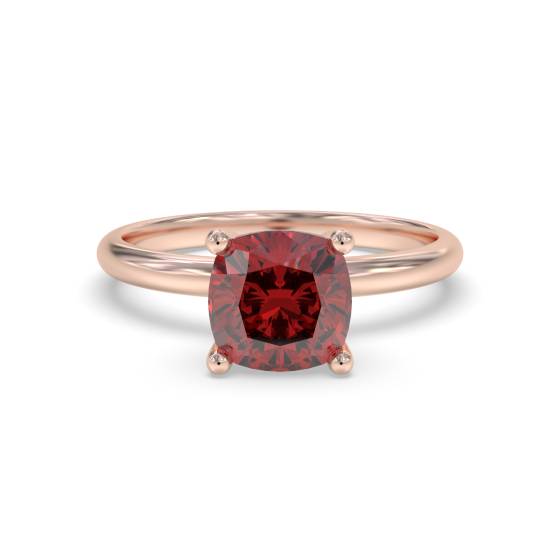 Classic Cushion ruby Solitaire Ring