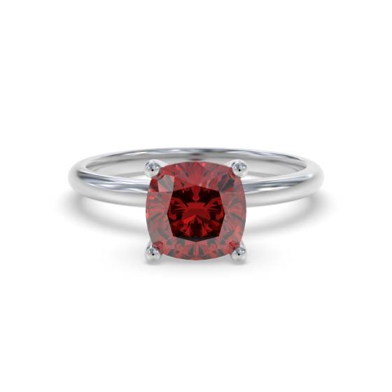 Classic Cushion ruby Solitaire Ring