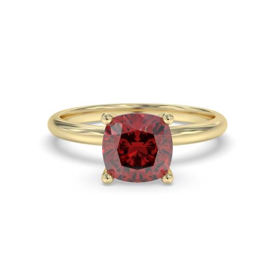 Classic Cushion ruby Solitaire Ring