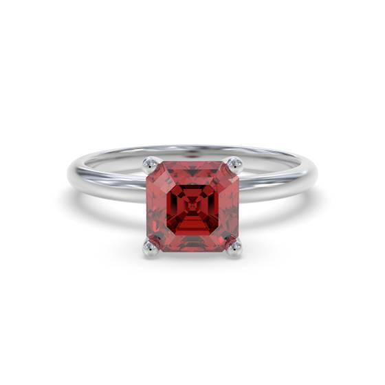 Classic Asscher Ruby Solitaire Ring