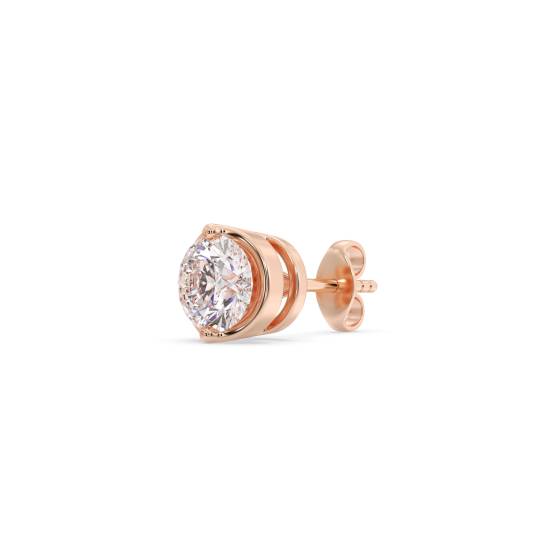 0.13ct VS/F Natural Round Cut Diamond Single Stud Earring in 18k Rose Gold