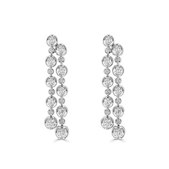 1.35ct VS/F-G Round Diamond Bezel Set Double Row Earrings