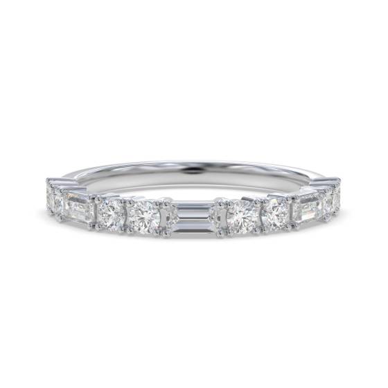 0.35ct Baguette and Round Diamond Alternating Eternity Ring