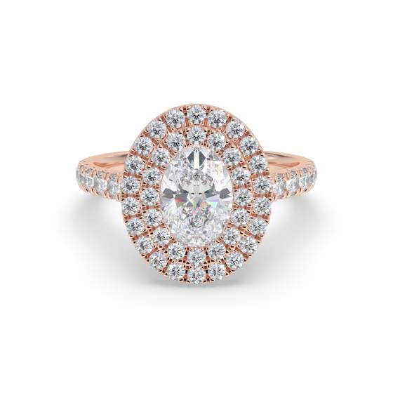 1.50ct Ovaldiamond Double Halo Shoulder Set Side Detail Ring