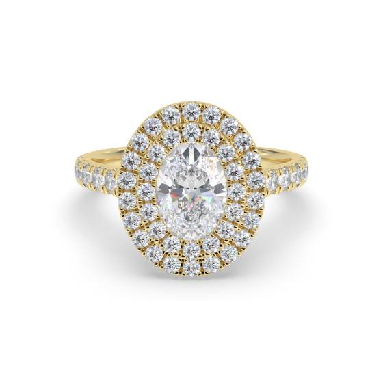 1.50ct Ovaldiamond Double Halo Shoulder Set Side Detail Ring