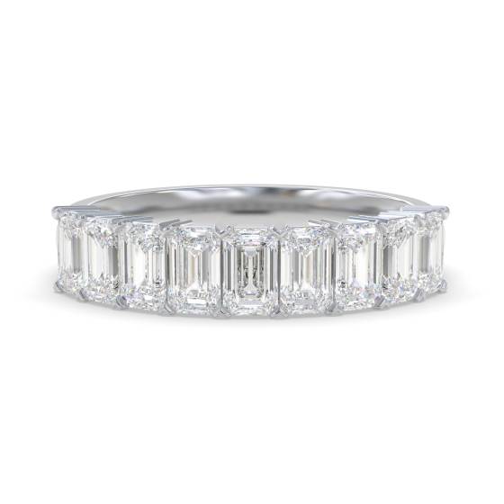 1.20ct Emerald Arrow Claws 9 Stone Diamond Eternity Ring