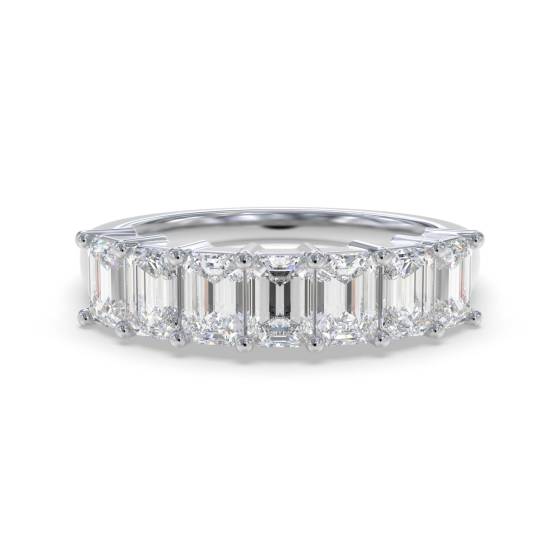 1.30ct 7 Stone Emerald Diamond Ring