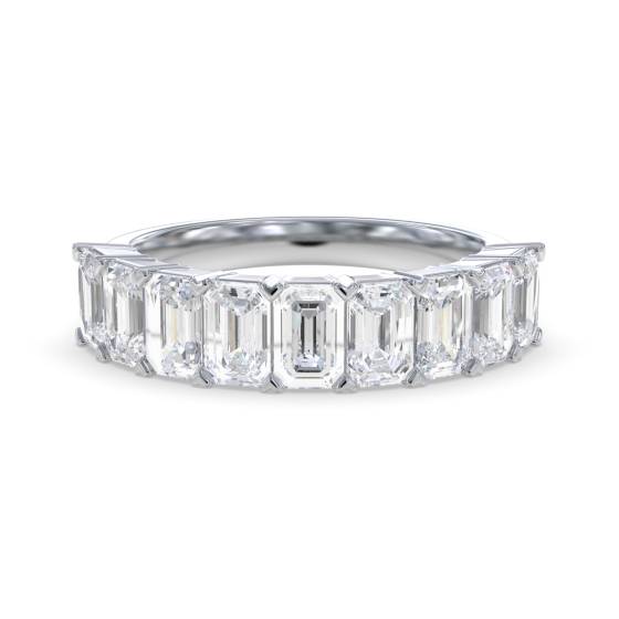 1.65ct Emerald Arrow Claws 9 Stone Diamond Eternity Ring