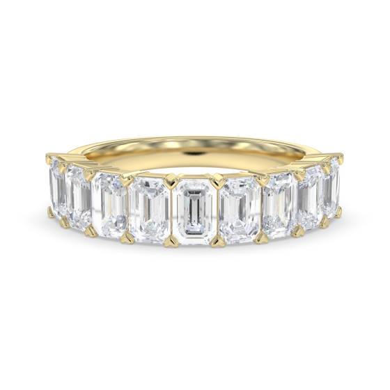 1.65ct Emerald Arrow Claws 9 Stone Diamond Eternity Ring