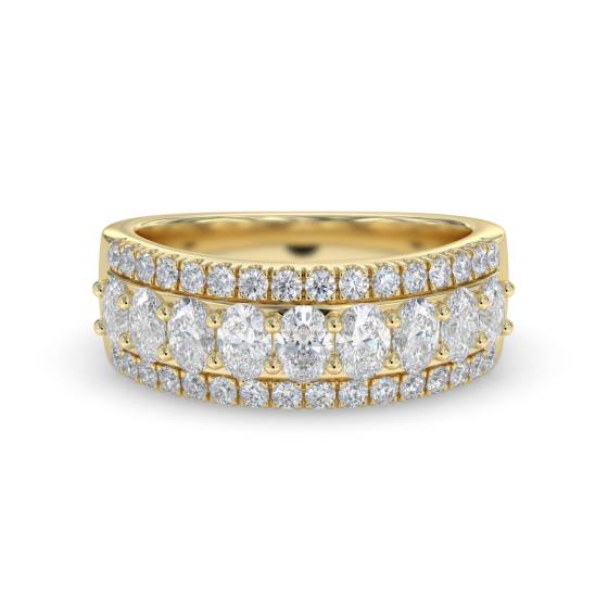 2.00ct Oval and Round Diamond Three Row Prong Set Eternity Ring