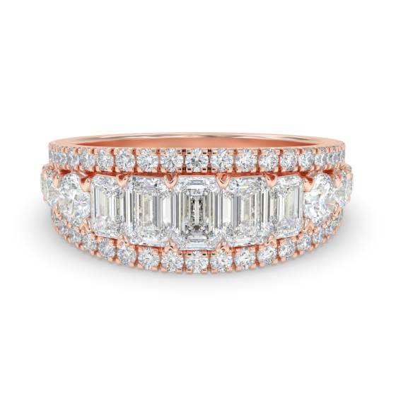 1.50ct Emerald and Round Diamond Three Row Claw Set Eternity Ring