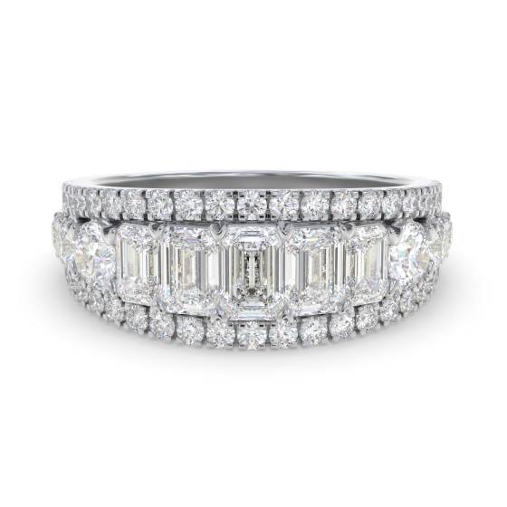 1.50ct Emerald and Round Diamond Three Row Claw Set Eternity Ring