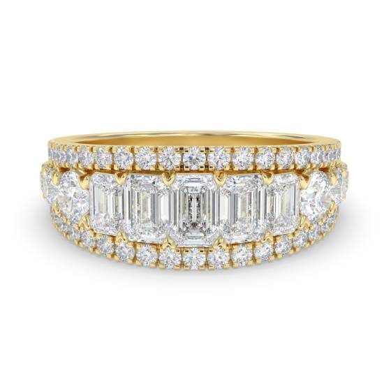 1.50ct Emerald and Round Diamond Three Row Claw Set Eternity Ring