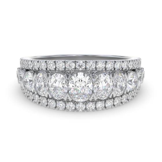 1.50ct Oval and Round Diamond Three Row Prong Set Eternity Ring