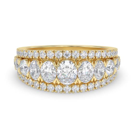 1.50ct Oval and Round Diamond Three Row Prong Set Eternity Ring