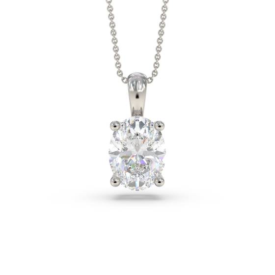Labgrown Diamond Four Claw Oval Pendant