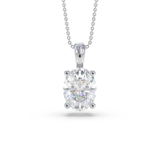 Labgrown Diamond Four Claw Oval Pendant