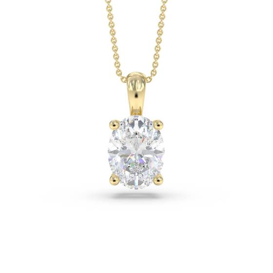 Labgrown Diamond Four Claw Oval Pendant