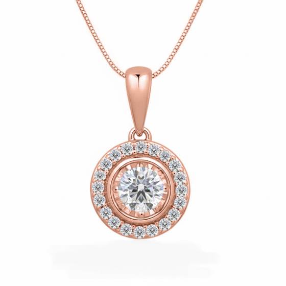 0.25ct Round Diamond Single Halo Pendant
