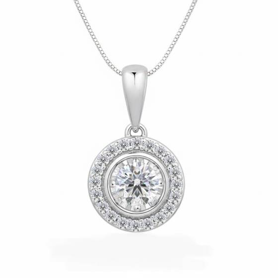 0.25ct Round Diamond Single Halo Pendant