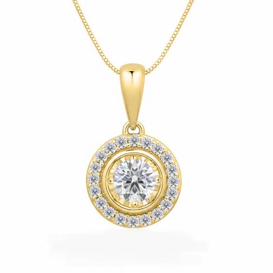 0.25ct Round Diamond Single Halo Pendant